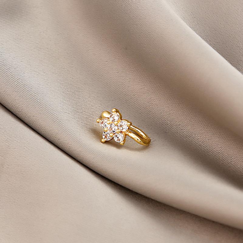 New star-shaped nose ring, simple U-shaped copper micro-inlaid non-piercing nose stud, trendy accessory