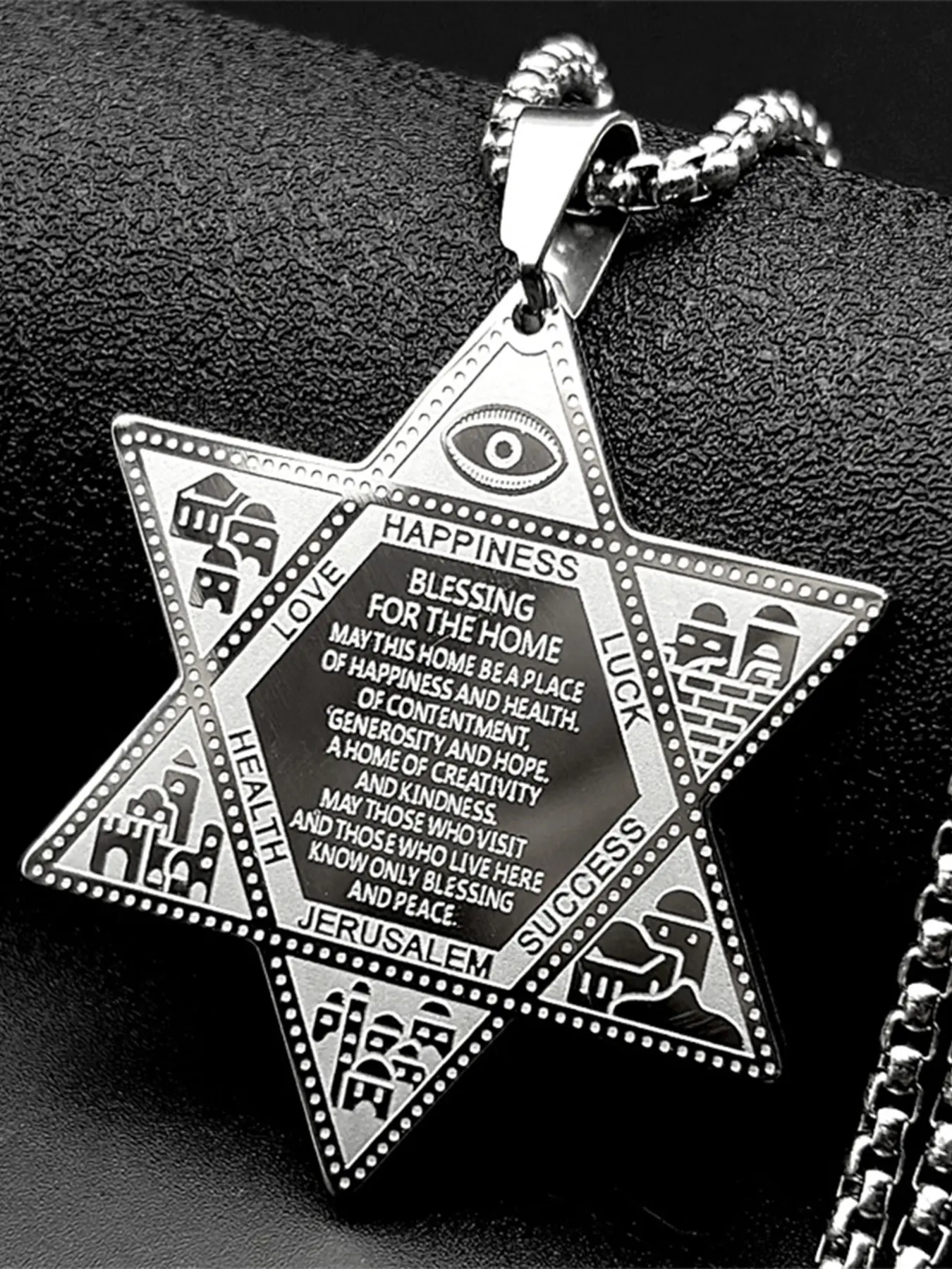 Jewish Israel Star of David Magen David Necklace Women Men Stainless Steel Eye of Providence Judaica Hexagram Necklaces