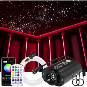 Mini 6W Twinkle Fiber Optic Starlight Headliner Lights Kit, 550 count 0.03in 13.1ft/4m Optical End Glow Fibers  Activated APP&Remote Control  Light Kit for  Starlights/