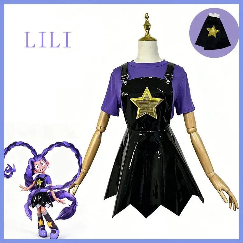 Game Poppy Cos Lily Cosplay Costume Overall Dress Socks Lily Lovebraids Outfit Uniform Halloween Playtime Broken Things Full Set