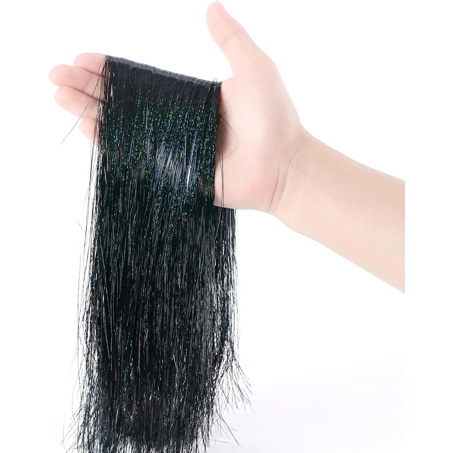 3000 count Christmas Icicle Tinsel,18in Black Foil Fringe Tinsel Strand Icicle Tinsel Christmas Tree Tinsel for Christmas Holiday Decor Birthday Supplies