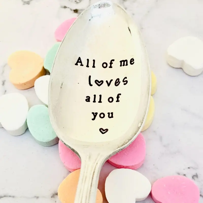 1pc Valentine's Day gift: vintage stainless steel spoon for anniversaries-'I love you all.'
