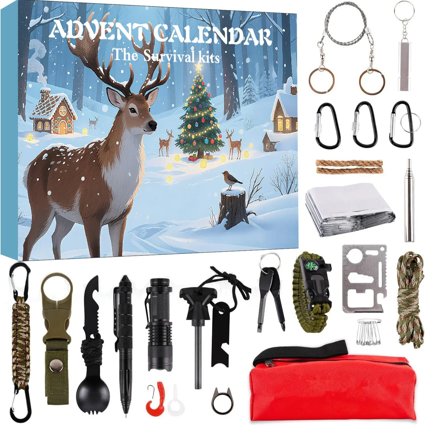 Outdoor Survival Kit Multi-Functional Adventure Gear, Hiking Camping First Aid Fishing Emergency Blind Box, Essential Outdoor Tools Set Survival Gear and Supplies