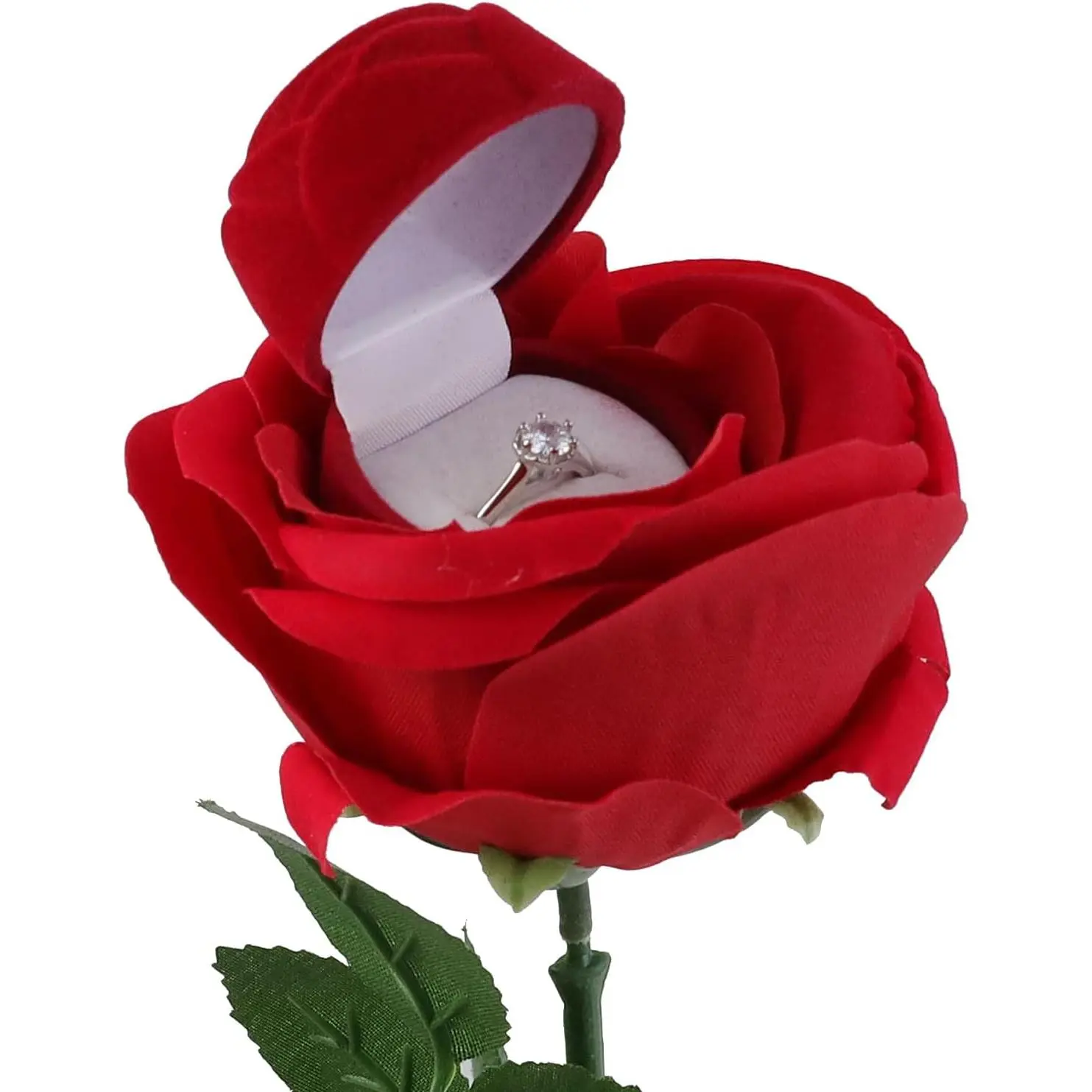 1Pcs Rose Shape Floral Theme Jewelry Box - Engagement Box, Proposal Gift for Wedding, Ring Storage Organizer for Birthday Ceremony Display Presentation Chest