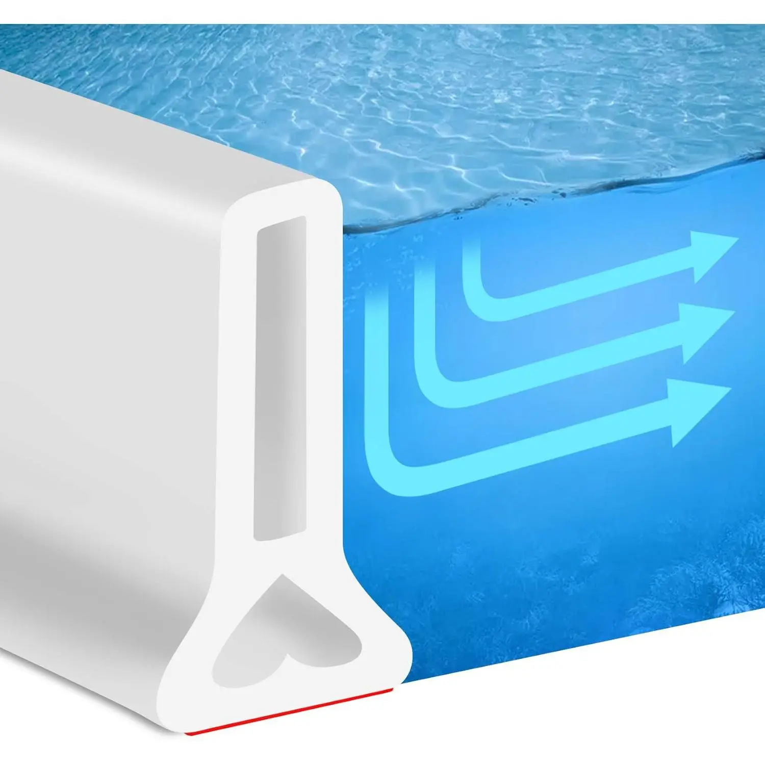 Silicone Collapsible 67-in (5.6ft) Shower Threshold Water Dam with Adhesive Base, Bathroom Water Stopper Barrier Retention System, Dry/Wet Separation Tool for Bathroom, Collapse