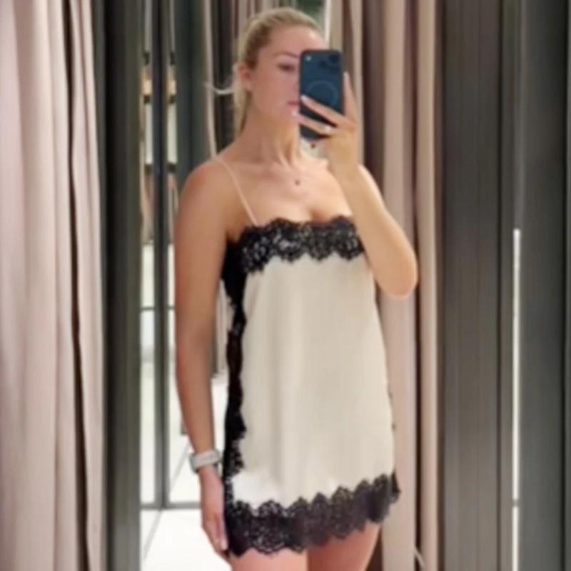 Aria Muse Satin Lace Slip Top Women Summer 2026 Y2K Crop Tanks & Camis Sexy Sleeveless Backless Camisole Elegant Party Tops For Woman