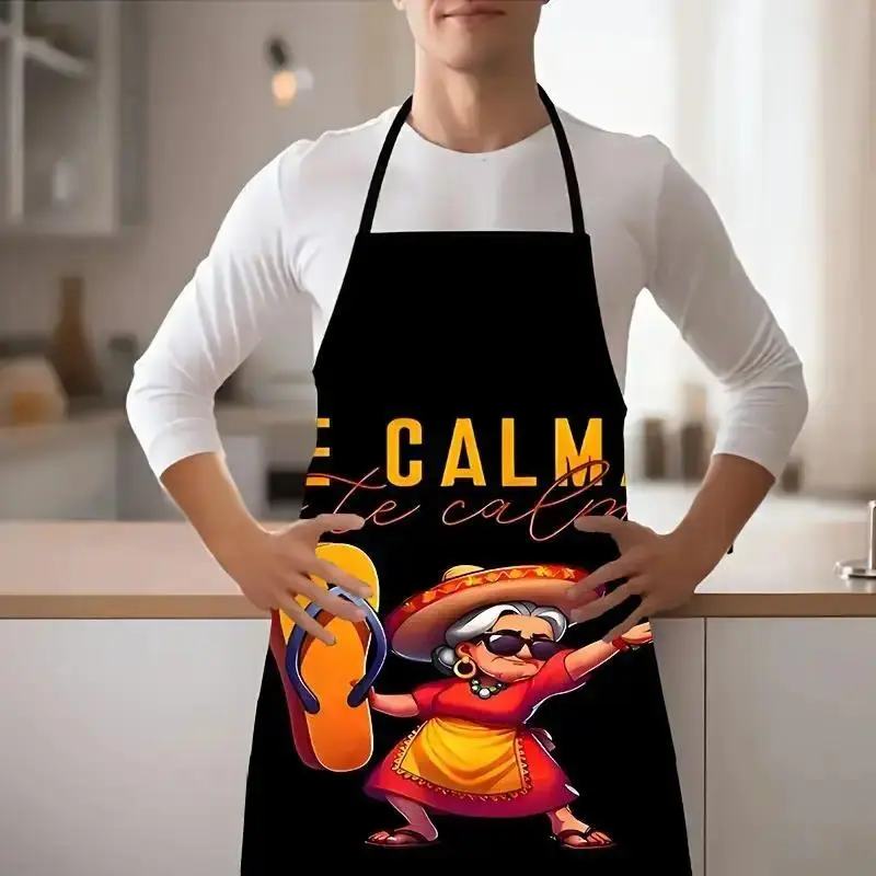 Funny Kitchen Apron for Men Women, Cartoon Embroidered Apron with Humorous Slogan, Unisex Cooking Apron, Cute Food Prep & BBQ Waist Apron for Home Kitchen, Cleaning, Baking and Parties