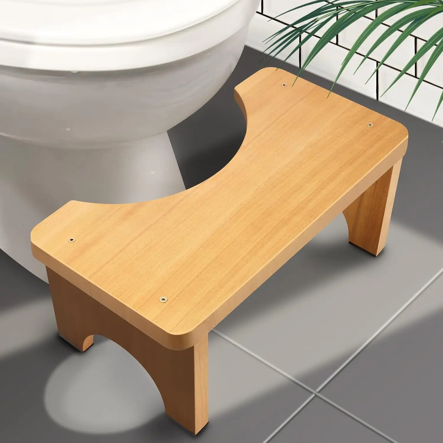 Wood Poop Stool for Bathroom Adults, 7 Inch Height
