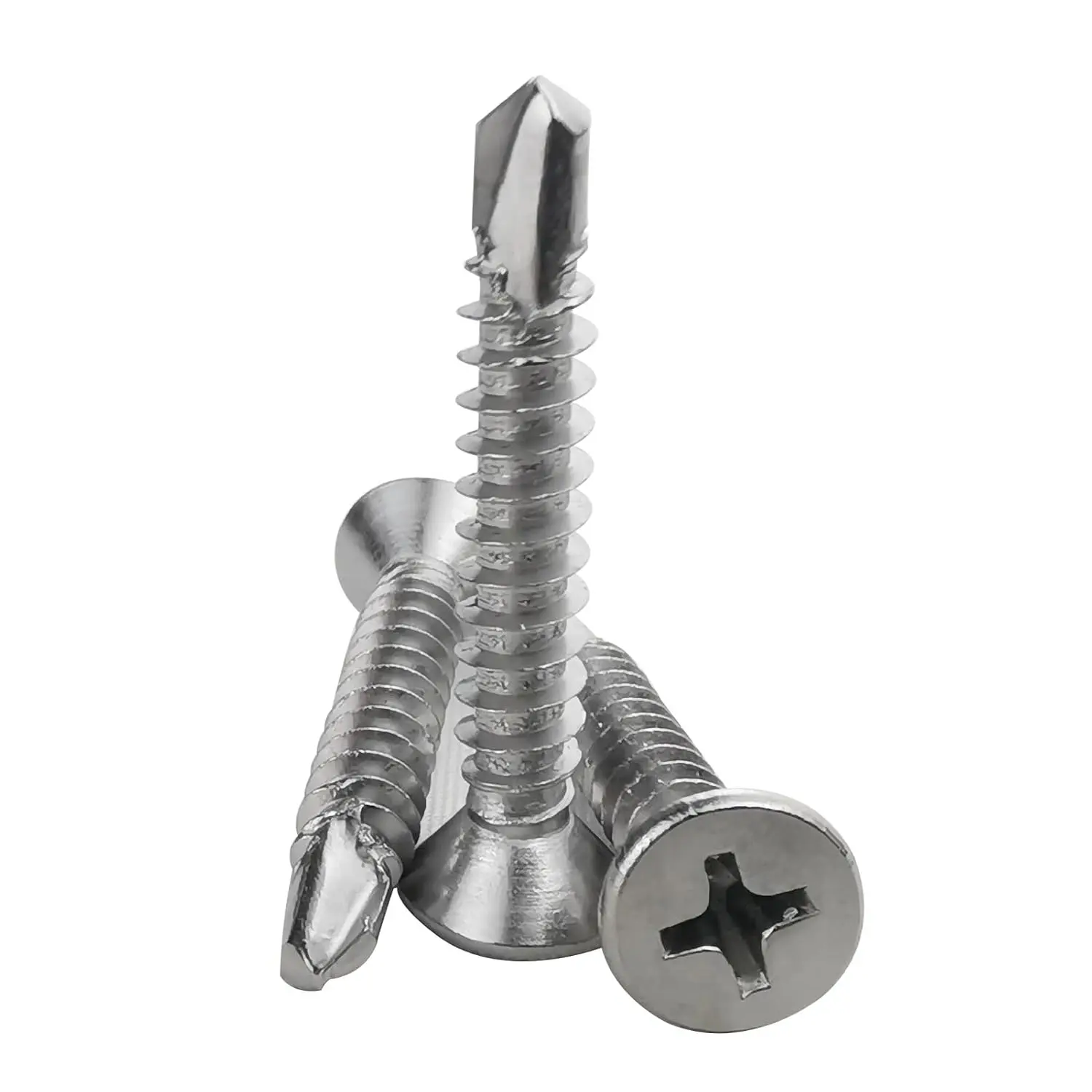 60 count #10 x 1-1/4" Sheet Metal Self Drilling Screws,410 Stainless Steel Flat  Screws Phillips  Self-Tapping Screws High-Strength  Sheet Metal Screws (1/2" to 1-1/4" )