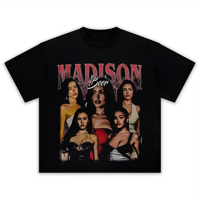 Five Female Portrait Collage Front Print Arch Gradient Top Letter Cursive Middle Word Graphic Lightning Dark Background Layout Design Pop Media Culture Celebrity Streetwear T-Shirt, Vintage Washed Retro Distressed Wash Black Crew Neck Unisex Tee