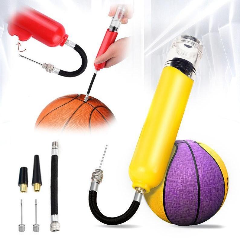 Mini Air Pump with Needle & Nozzle, Portable Double Action Quick Inflation Pump for Basketball, Balloons & All Sports Equipment