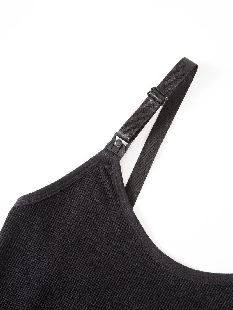 Maternity Solid Color Thermal Lined Bra, Adjustable Strap Warm Bra for Breastfeeding, Maternity Underwear for All Seasons