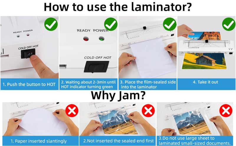 A3 Laminator with 20 Laminating Sheets,​ Built-in Trimmer​, Corner Rounder​, Fast Warm-up , Never Jam Technology, 7-in-1 Portable Laminators for Photos/Docs/Cards, 13 Inch Cold and Thermal Lamination Suitable for Family, Office and School