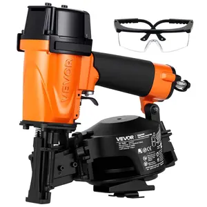 VEVOR Professional Roofing Nailer CN45N, 3/4 to 1-3/4 15 Degree Air Roofing Nail Gun, 4-5 Nails/S Ultra-Fast Nailing, 70-110 PSI Pneumatic Coil Nailer for Asphalt Shingles, Roof Sheathing