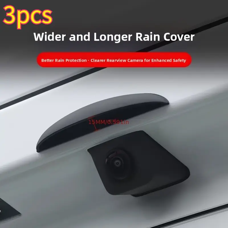 3-Piece Rear Camera Rain Cover, Thickened Wide Frame Design, Matte Waterproof Camera Protector for Cars, Trucks, Suvs, Car Accessories, Enhances Visibility in Rainy Weather