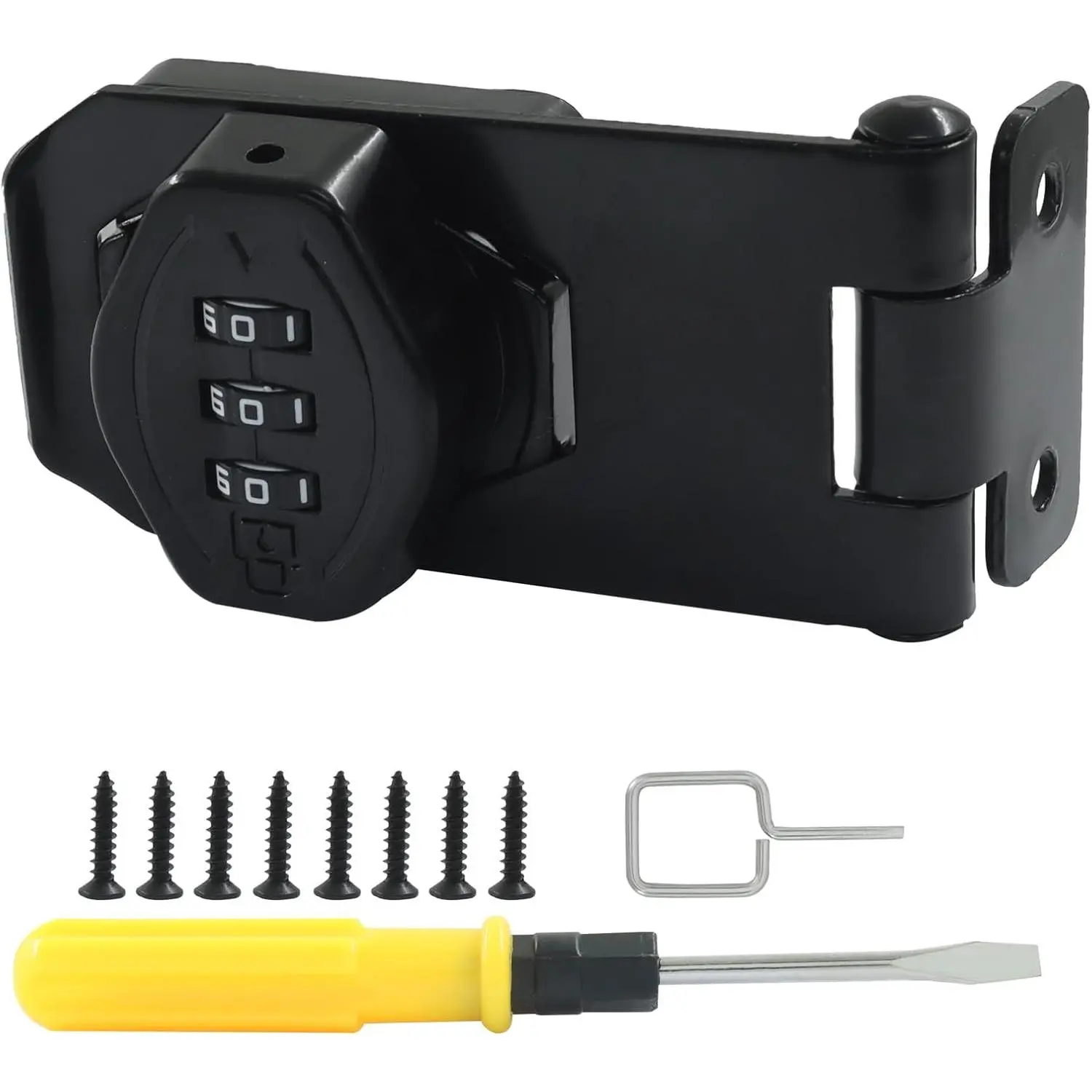 Mechanical Combination Lock, 3 Digit Keyless Latch, 3 Inch, Black | -Resistant Zinc Alloy, 1,000 Code Combinations, Left And Right Door Compatible, Screws And  Included