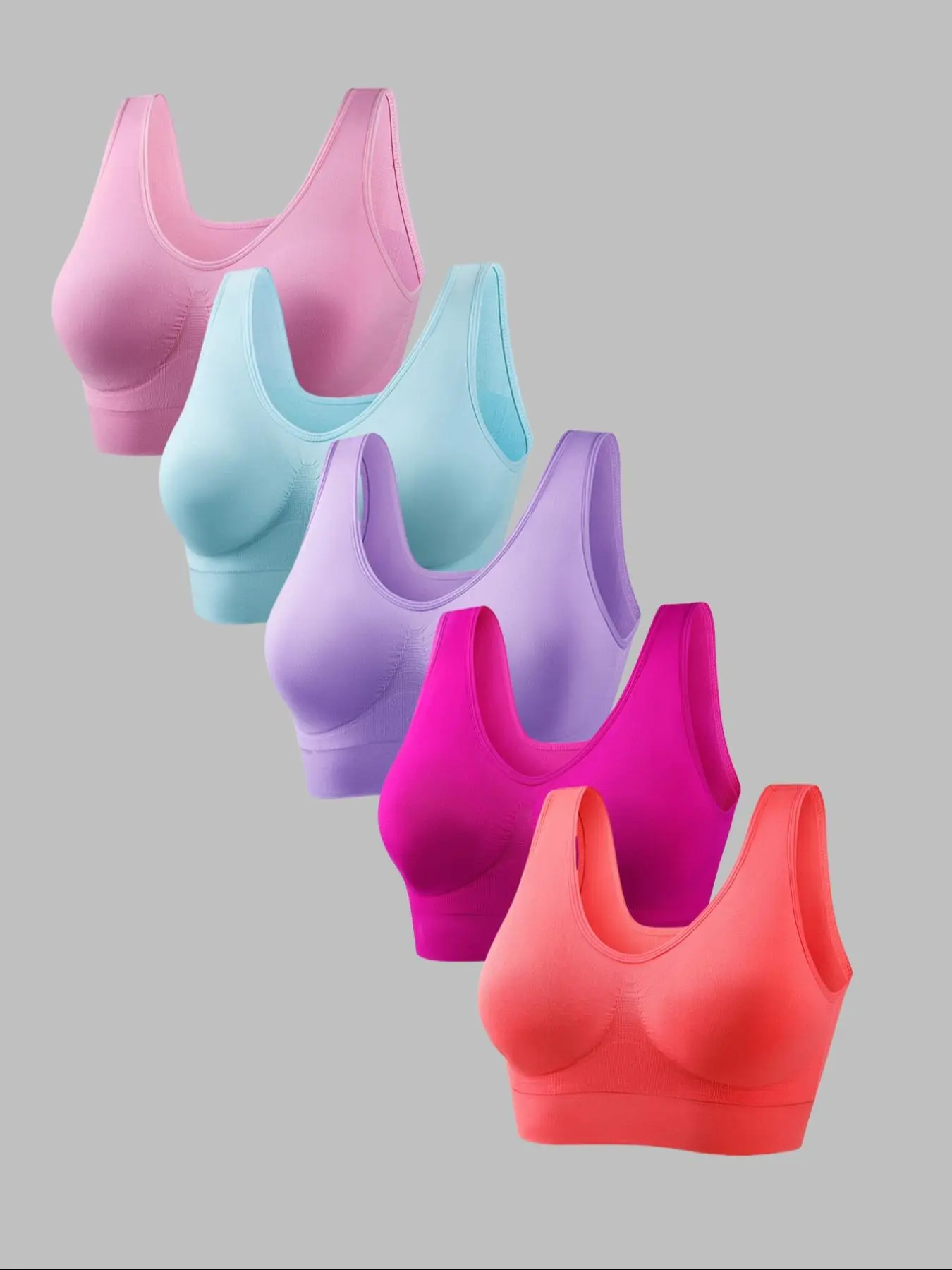 Women's Solid Wireless, Breathable Comfortable Backless Sporty Bra, Ladies Lingerie for Indoor Outdoor Wear, Wireless Sports Bras, Exercise Bra