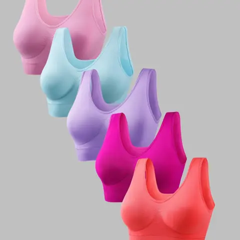 Women’s Solid-Color Wire-Free Sports Bra, Breathable and Comfortable Design U-Back Bra for Indoor and Outdoor Workouts Training Bras
