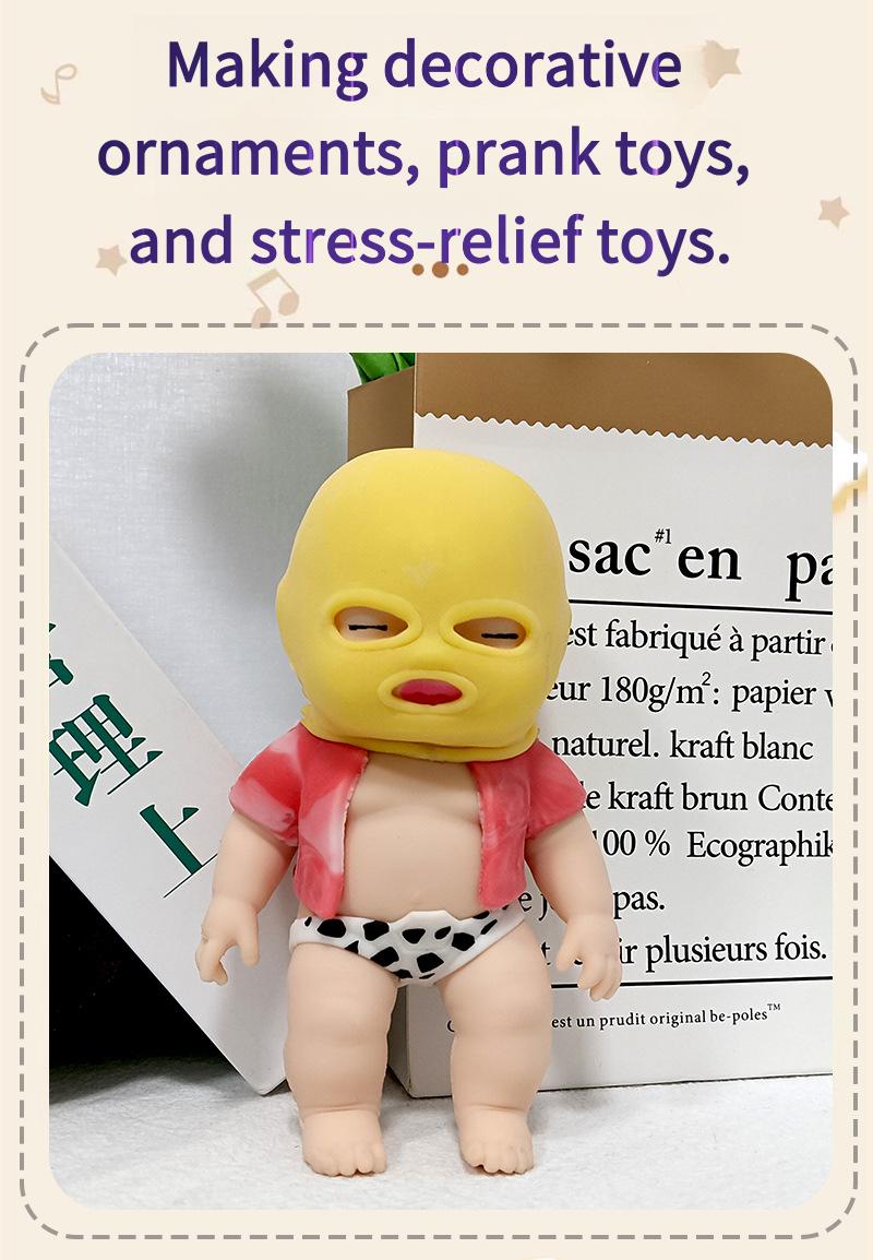Funny Mask Stress Relief Toy, 4 Inch Quirky Collectible Desk Toy Doll, Soft Touch Squeeze Figure for Adults and Novelty Gift Lovers (1pc) ,