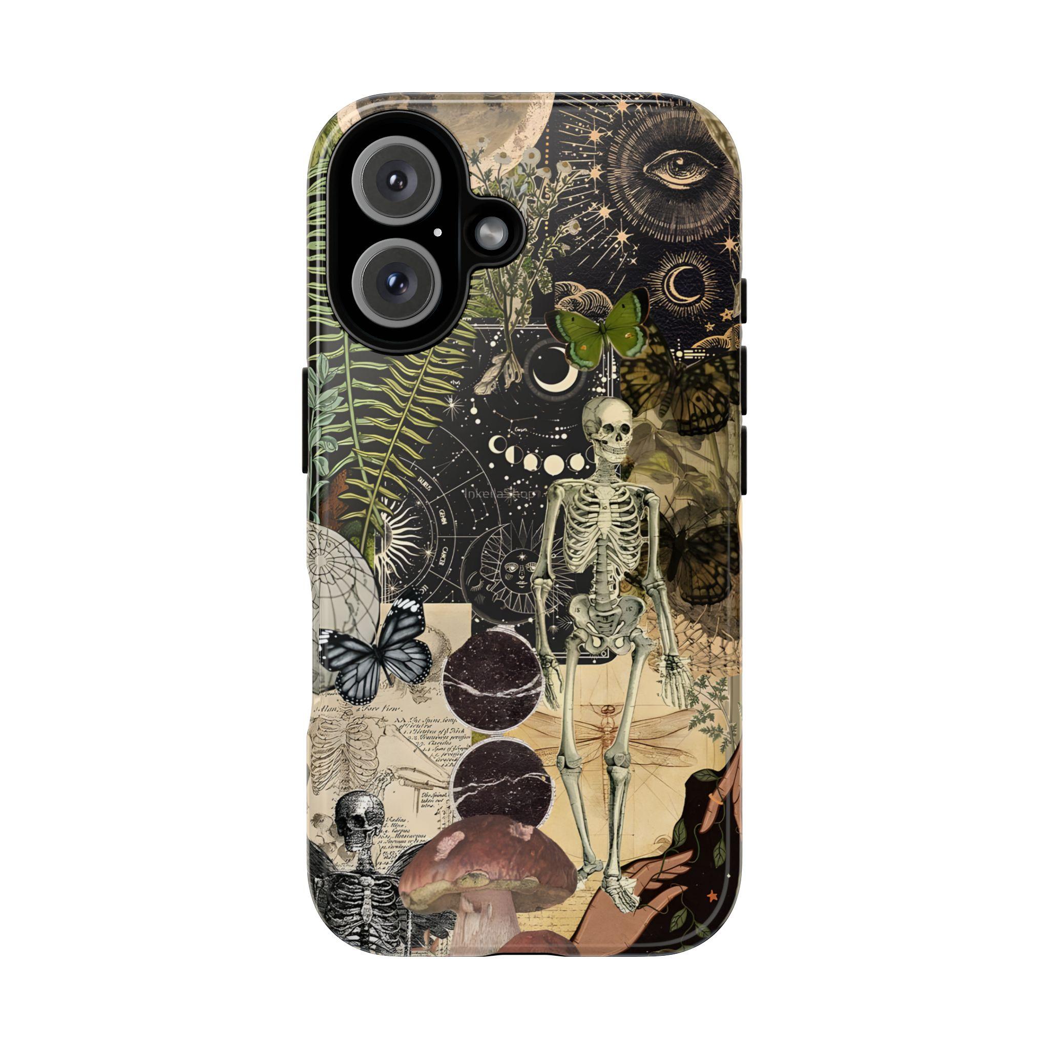 Gothic Skeleton iPhone Case – Witchy Aesthetic Celestial Phone Cover |   Cover for iPhone 17 16 15 14 13 12 SE Max Pro, Gift