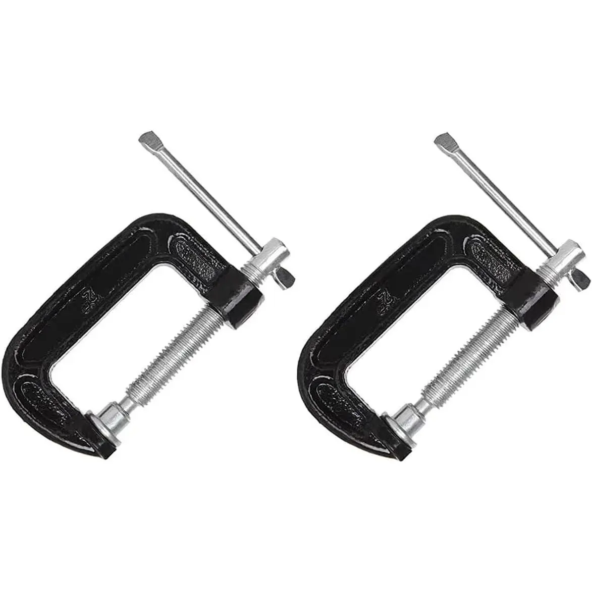 2 Inch C-Clamp Set, Heavy Duty Steel C Clamp Industrial Strength C Clamps for Woodworking, Welding, and Building (2Pcs)