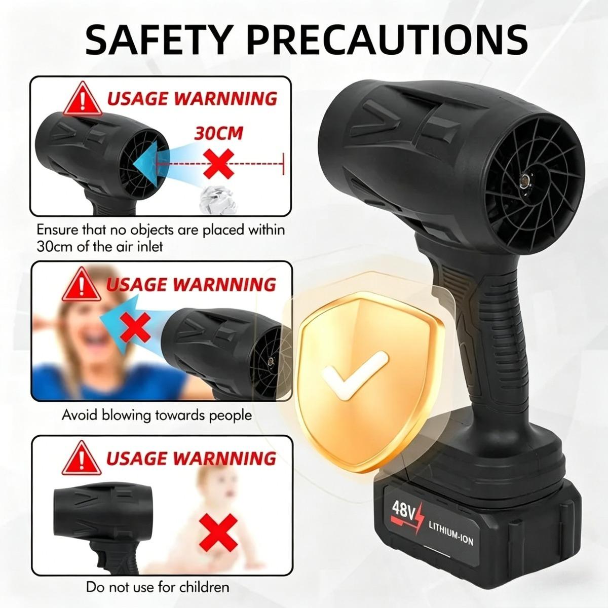 Cordless Portable Electric Air Blower with High-Power Turbo Jet Technology, Lithium-Battery Blower for Drying Cars and Dust Cleaning, Ideal Electric Tool