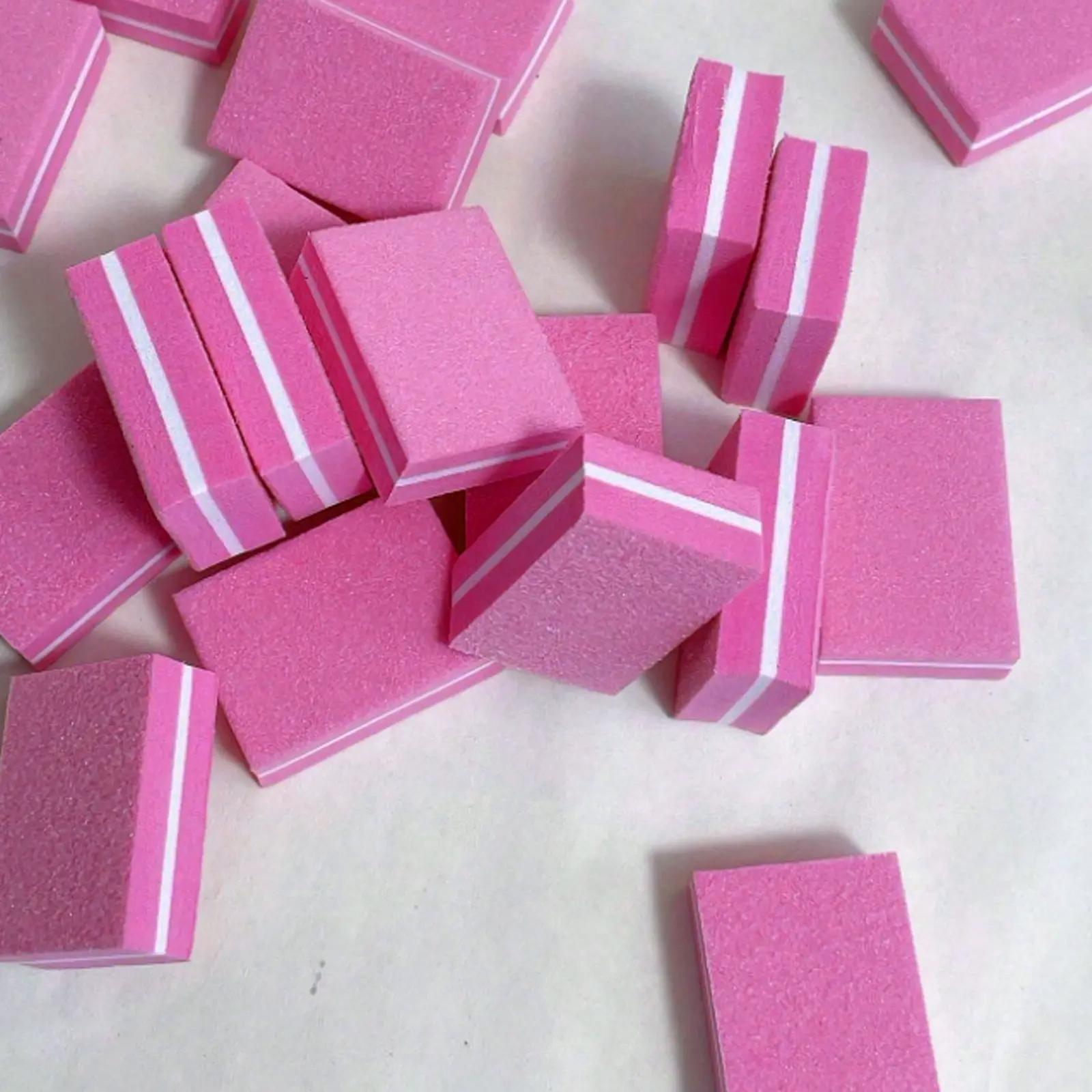 50pcs Mini Nail Buffer Blocks, 100/180 Grit Nail Files for Acrylic and Natural Nails, Bulk Pink Buffing Blocks for Professional Manicure
