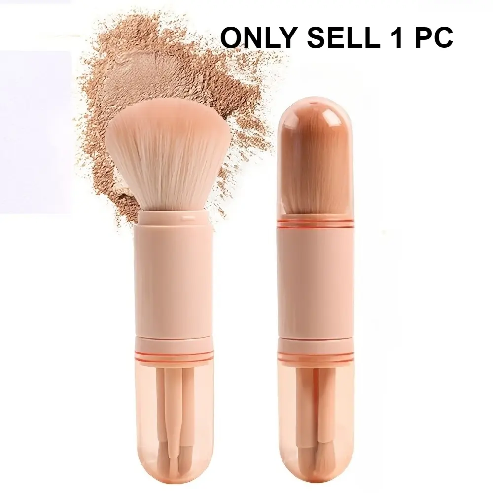 1pc Multifunctional Retractable Powder Brush 4-In-1 Portable Makeup Brush for Foundation Eyeshadow Concealer