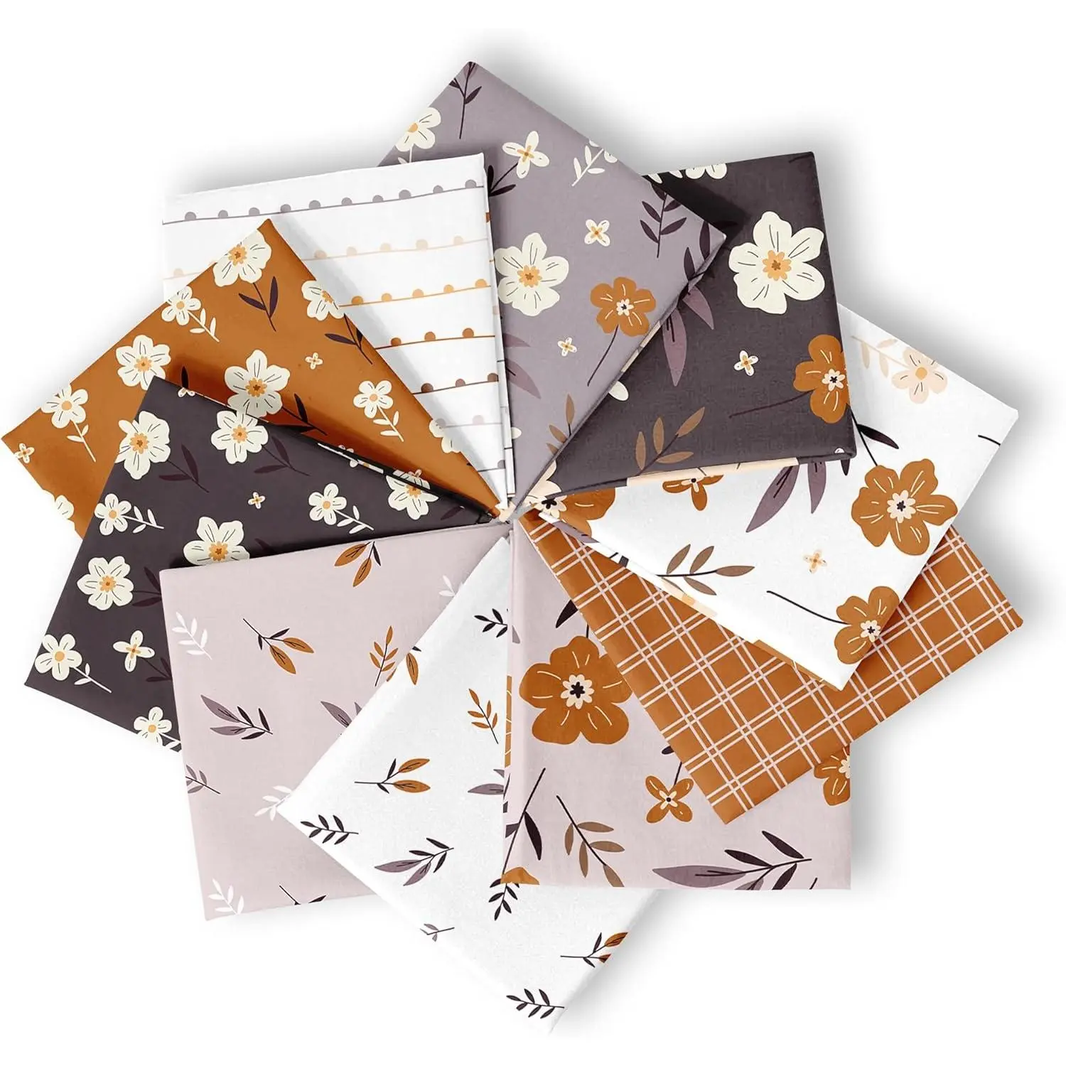 10-Pcs 100% Soft Cotton Fat Quarters Fabric Bundles 18" x 22" Floral Fabric Squares for Patchwork Quilts Pillow Covers DIY Handmade Crafts & Home Décor
