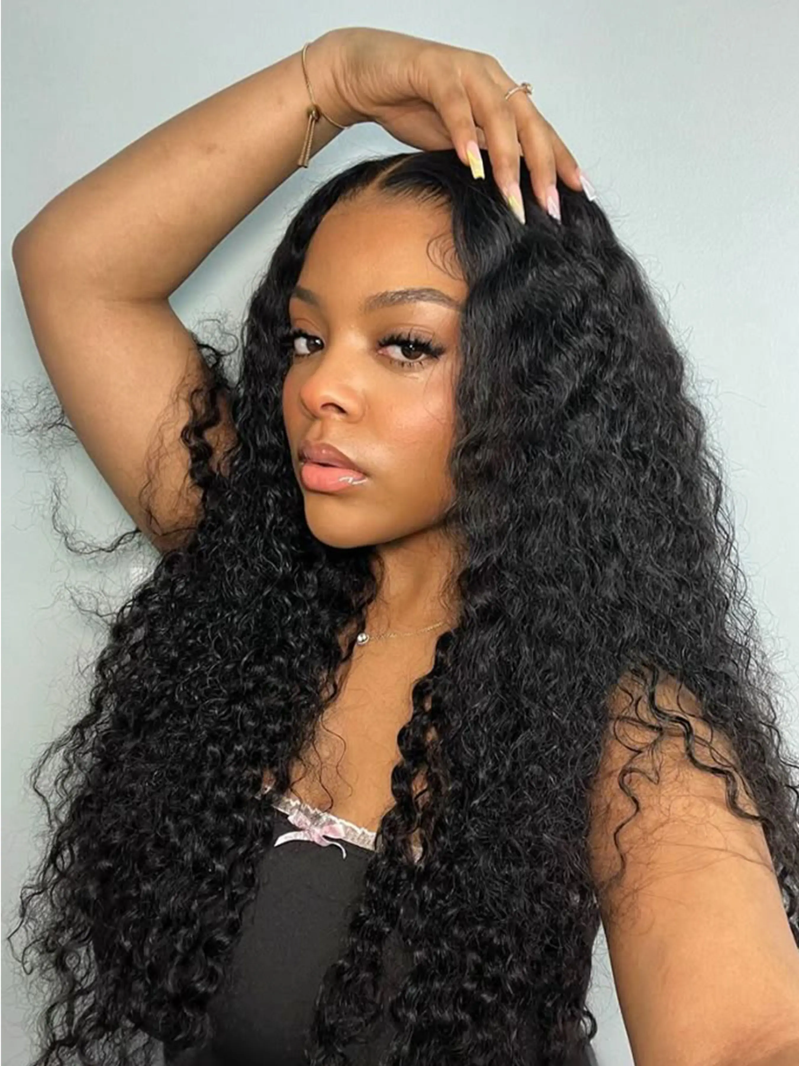 Deep Wave Bundles Synthetic Hair 9 Bundles 14 16 18 Inch Heat Resistant Fiber Double Weft Deep Curly Bundles