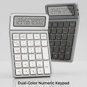 Factory Price Financial Accounting Office Ultra-Thin Rechargeable Wireless Bluetooth-compatible Dual-Function Numeric Keypad with Calculator