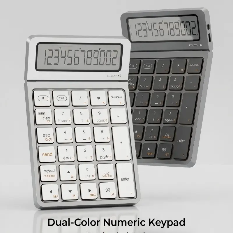 Factory Price Financial Accounting Office Ultra-Thin Rechargeable Wireless Bluetooth-compatible Dual-Function Numeric Keypad with Calculator