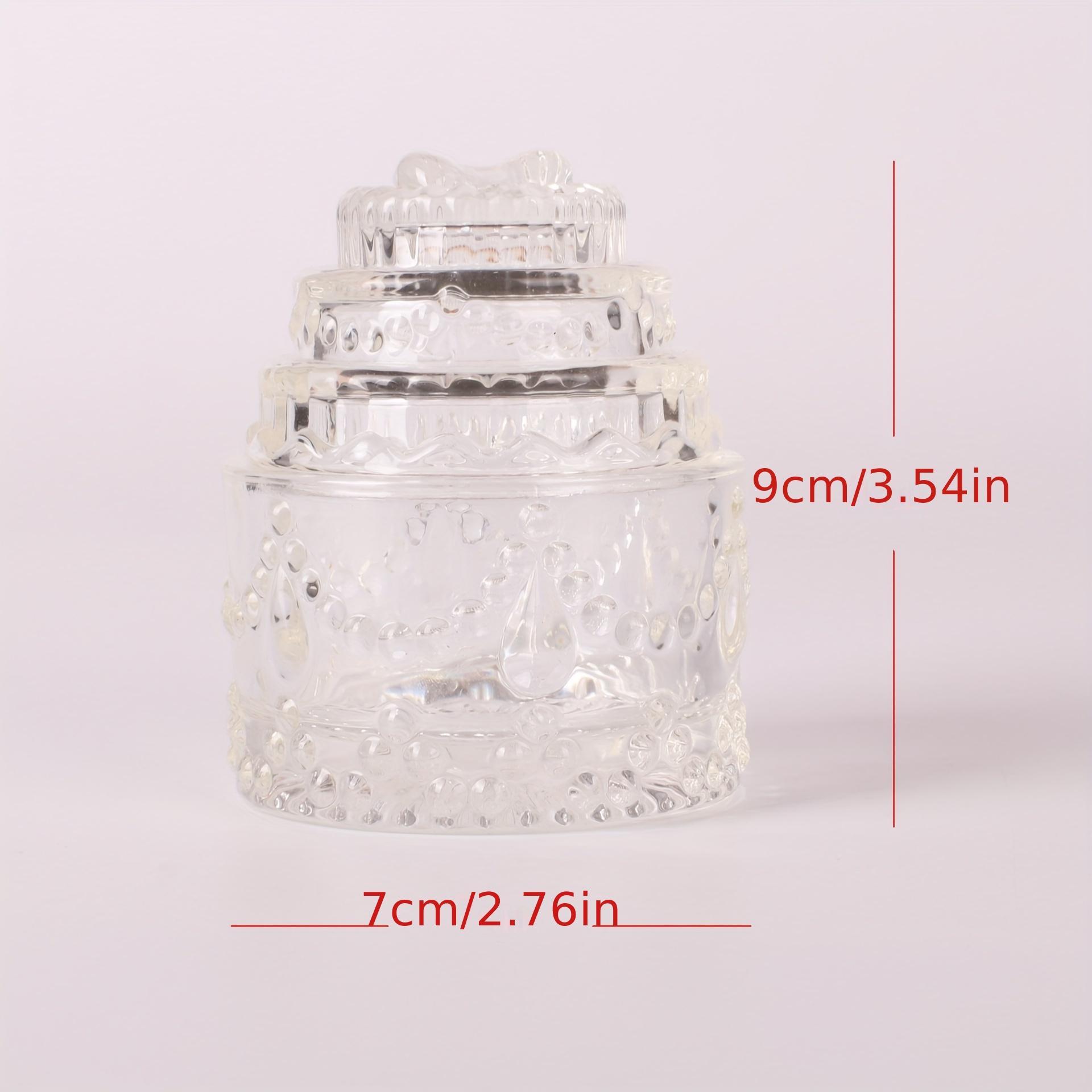 Mini Cake Shaped Clear Glass Storage Jar, 1 Count Candy Storage Jar, Home Organizer for Living Room Bedroom Bathroom Kitchen, Glass Kitchen Canisters
