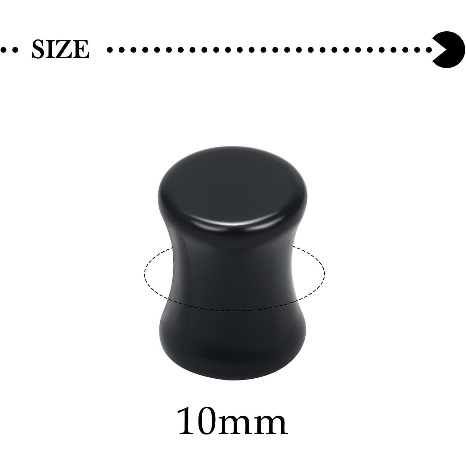 6G-30mm Solid  Black Gauges for Ear lightweight Tunnels Double Flared Saddle Ear Plugs Tunnels Earrings for Women Men