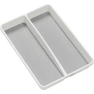 Small Utensil Tray, Multi Purpose Storage Organizer, Deep Storage for Ladles, Whisks & Serving Tools, Non Slip Lining, for Drawers & Home Organization, White