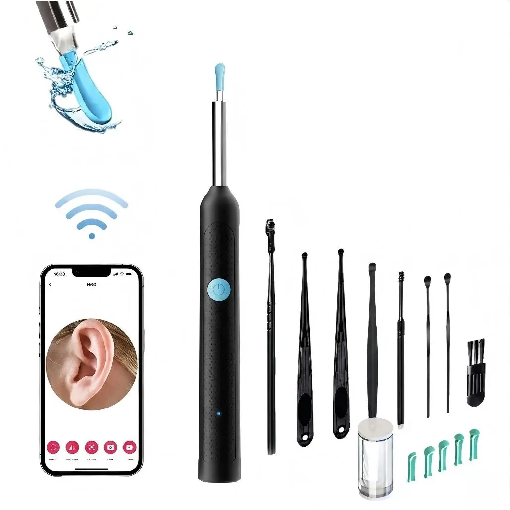 Ear Wax Removal, Ear Cleaning kit with 1296P Camera, Ear Camera, Earwax Remover Tool for iPhone, iPad & Android, Ear Cleaner Earwax Removal Kit Black removal tool set was toolkit earpick wax removal tool wireless clean gentle pick remival wide angle