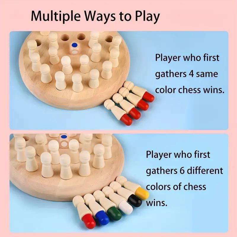 Educational Wooden Memory Chess Puzzle, 17cm Diameter 4cm Height 36 Pieces, Family Strategy Board Game for Brain Training & Holiday Gifting