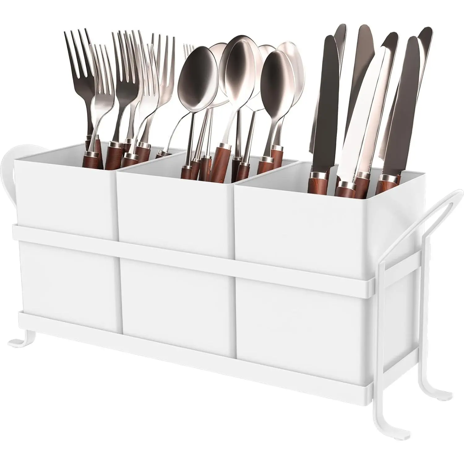 White Kitchen Utensil Holder - Chic Silverware Holder for Party, Compact and Versatile Utensil , Ideal for Countertop and Party Use