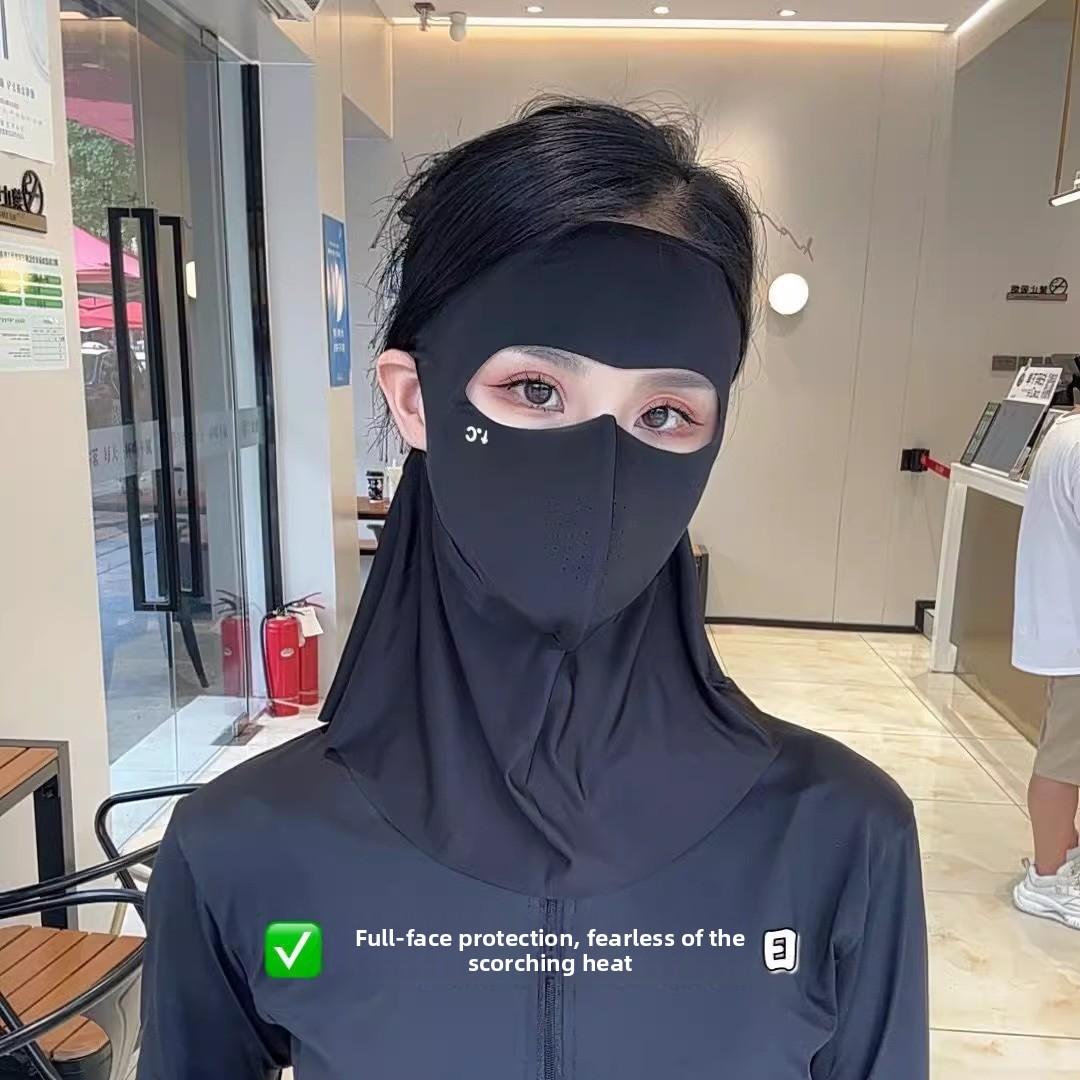 Ice silk face mask for women, new high-fashion sun protection mask, full-face neck protection integrated mask, sunshade and UV protection