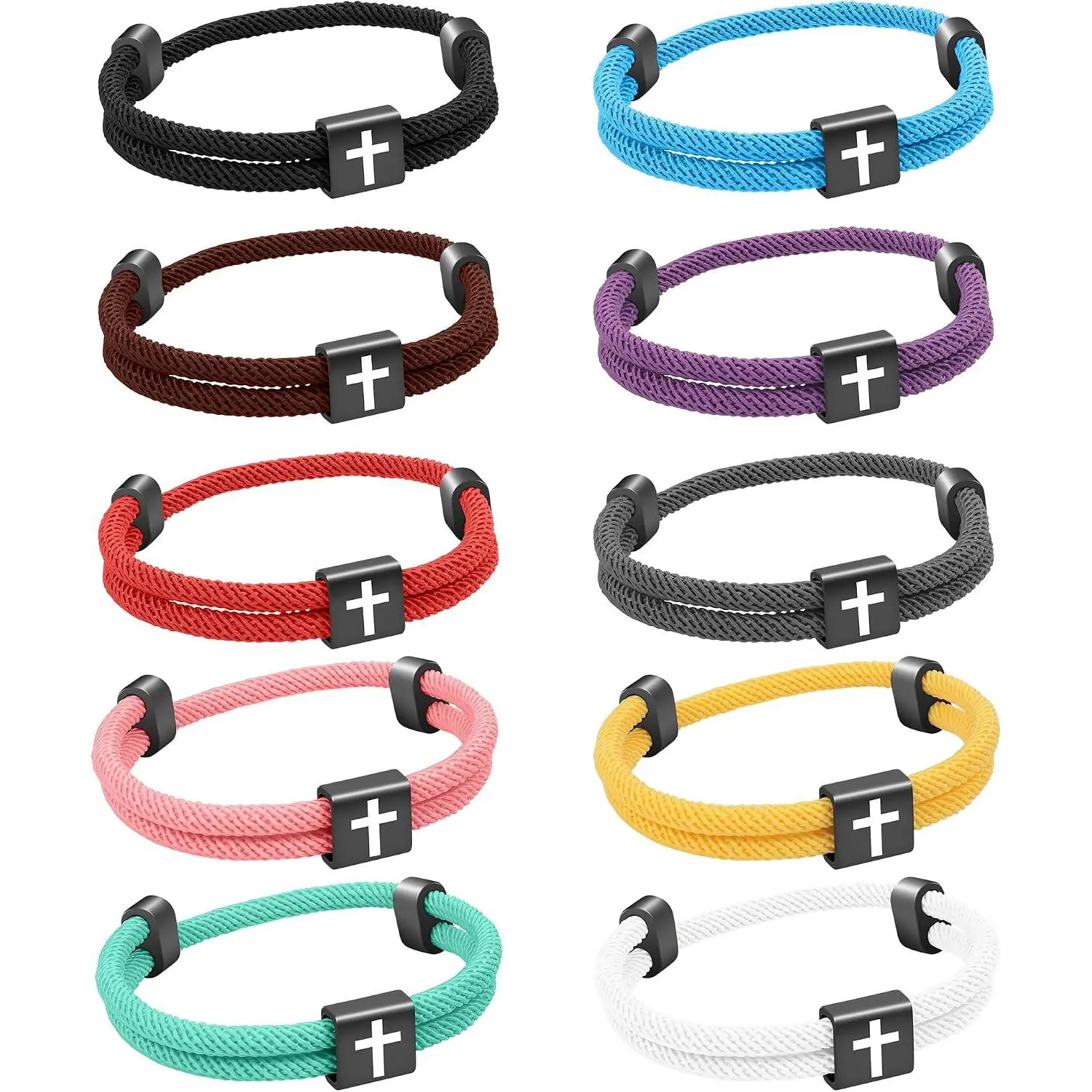 10 count Christian   Rope Bracelet, Braided Cord Bracelet for Men Women, Nautical Surf Beach Bracelets Gifts Set for ,  Woven String Bracelets with Adjustable Knot