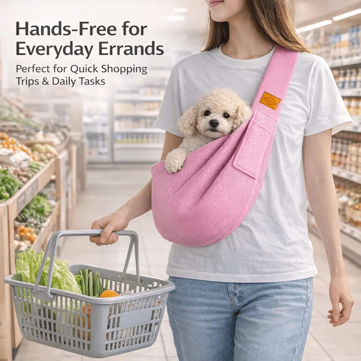 Breathable Mesh Pet Single Shoulder Sling Bag Front Carrier Puppy Carrier Sling for Small Dogs Cats Safety Strap Hands Free Portable Travel Tote Bag Lightweight Comfort Sling for Outdoor Walking Daily Trips Hiking Pet Owner Supplies Gift