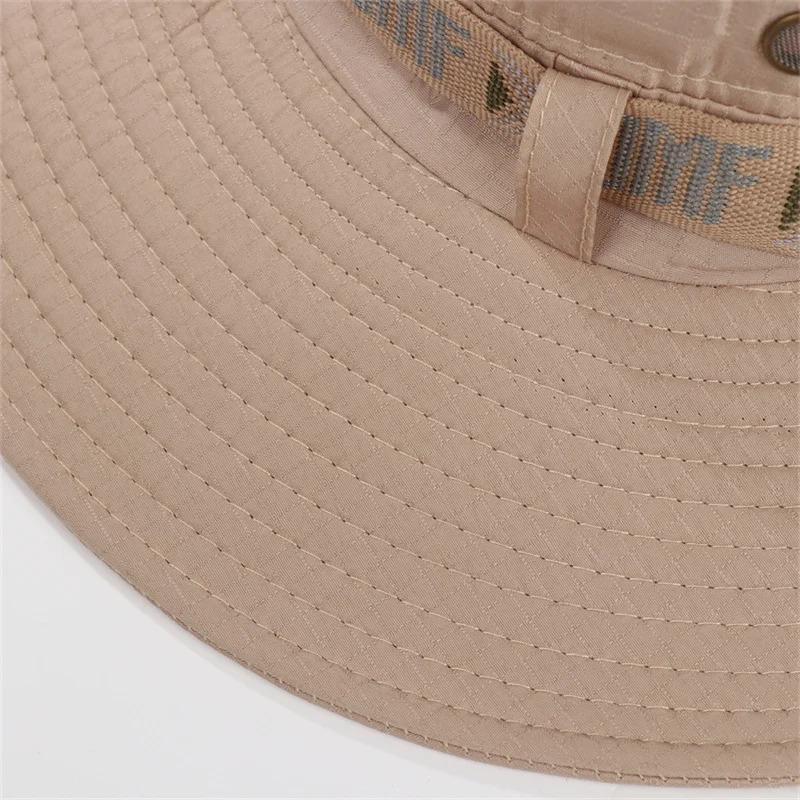 Summer Men Women Breathable Bucket Hat Outdoor UV Protection Wide Brim Panama Hat for Safari Hunting Hiking Mesh Fisherman Caps