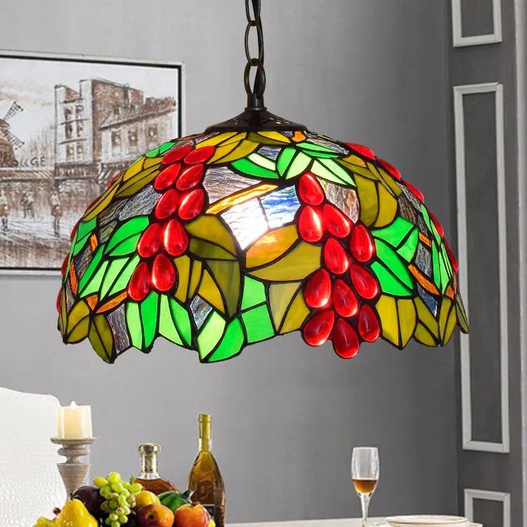 European-style vintage Tiffany colored glass bar restaurant chandelier creative country-style glass lantern