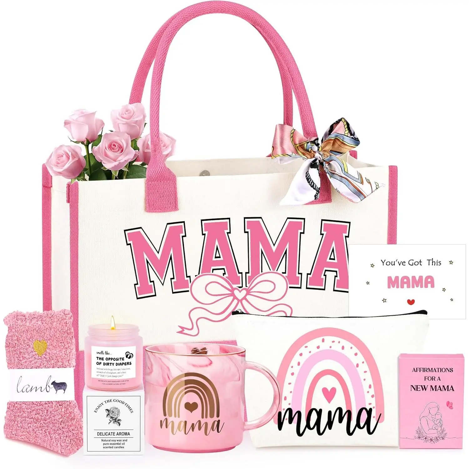7-Piece Practical Daily Carry Mom Care Package Box - New Mom Gifts, 1st Birthday Christmas Gift for Expecting Mamas