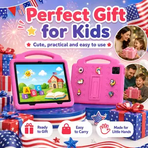 10.1 Inch Kids Touch Screen Tablet, 4GB RAM 64GB ROM, Android 12, Dual Camera, Kid-Proof Case with Handle, Durable WiFi Learning Tablet for Toddlers