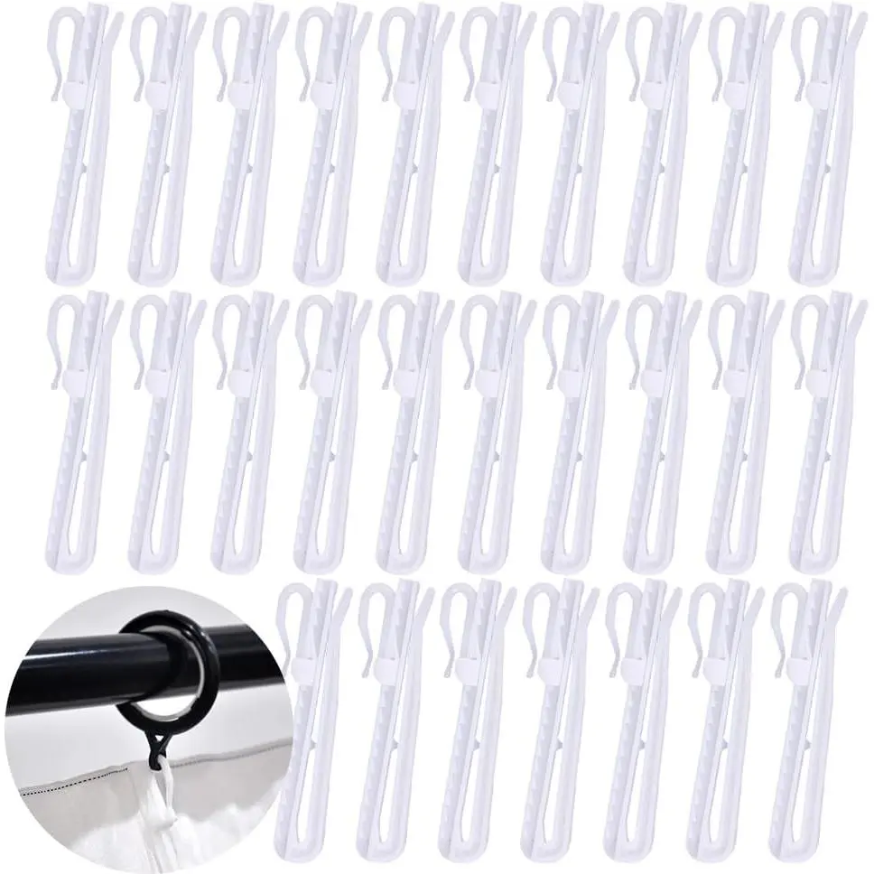 40 Pack Curtain Hooks Drapes Hanger Adjustable Shorten Hanging Hook Pinch Pleat Clip Holder Pleater Drapery Prong Pin for Window Door Shower Curtains Rod Ring Pleated Ratchet System