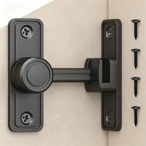 Here is the optimized title following your requested structure and rules:  Security Latch Door Lock, 90°/180° Swing Slide Lock, Zinc-Alloy Construction, Adhesive or Screw Mount, Interior Privacy Latch for Bathroom Bedroom Closet Shed, Includes Screws & Gl