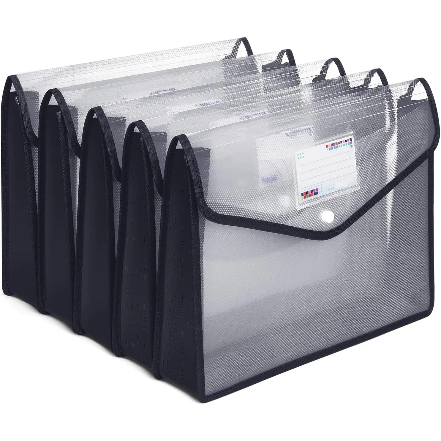 Plastic File Folders,  Transparent Expandable File Organiser, Portable Large Capacity A4B4 File Wallet for Office/Business/School (5 Pack)
