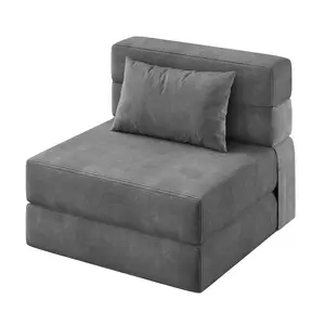 Garvee 4-in-1 Convertible Sofa Bed and Folding Chair with Pillow, Dark Gray - Multi-Functional Floor Sofa for Living Room, Guest Room, and Bedroom