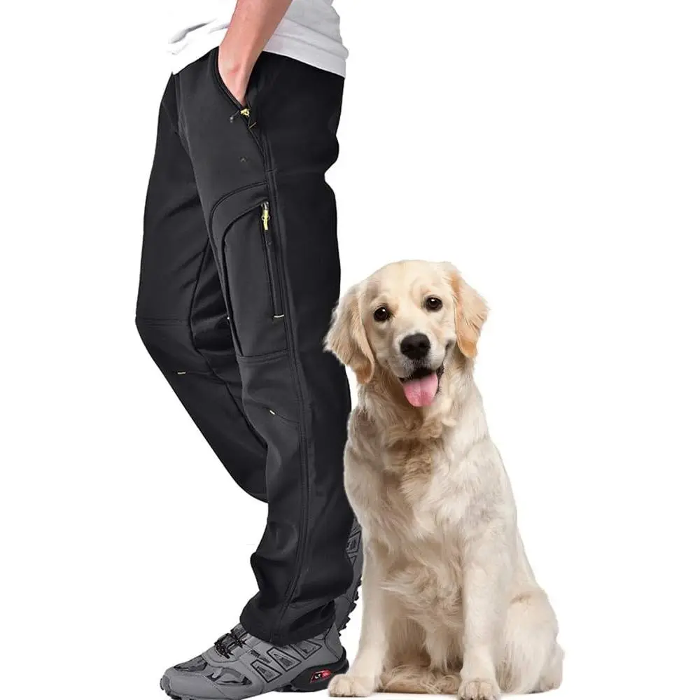 Toomett Men's Insulated Fleece-Lined Hiking Skiing Pants - Winter Outdoor Sports Water-Repellent Bottoms for Camping, Walking